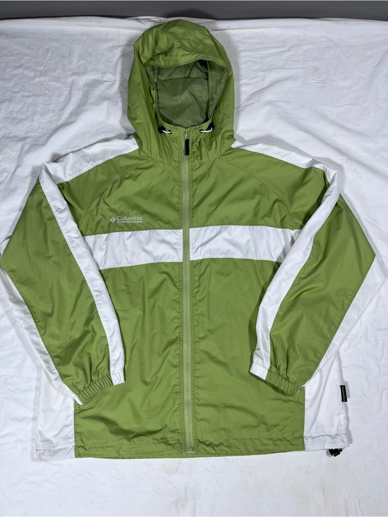 Columbia Jackets & Blazers - Columbia Light Green and White Hooded Windbreaker Women’s XL Vintage